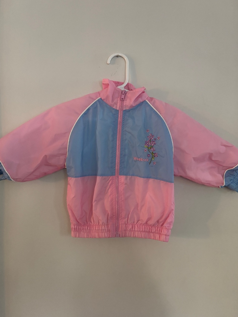 Vtg Weebok Reebok Lined Windbreaker Toddler Jacket 12 Months Flower Embroidered